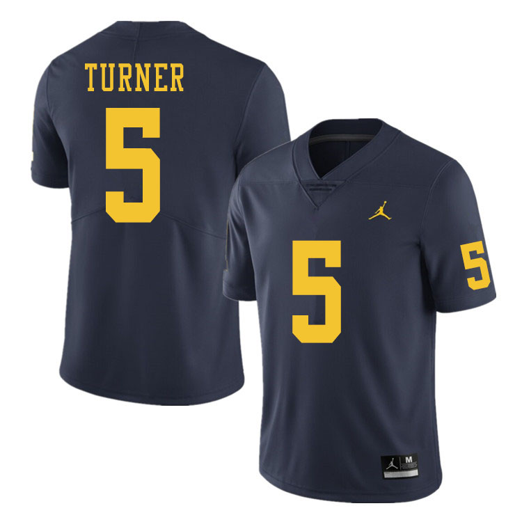 Men #5 DJ Turner Michigan Wolverines College Football Jerseys Sale-Navy